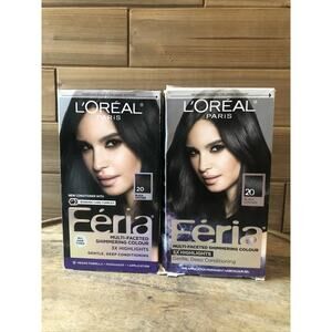 (2) Loreal Feria Shimmering Permanent Hair Colour #20 NATURAL BLACK